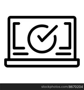 Protected laptop icon outline vector. Data secure. Firewall safety. Protected laptop icon outline vector. Data secure