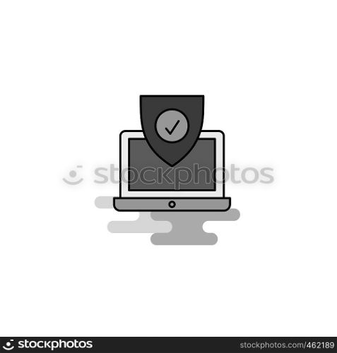Protected laptop Web Icon. Flat Line Filled Gray Icon Vector