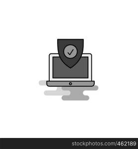 Protected laptop Web Icon. Flat Line Filled Gray Icon Vector