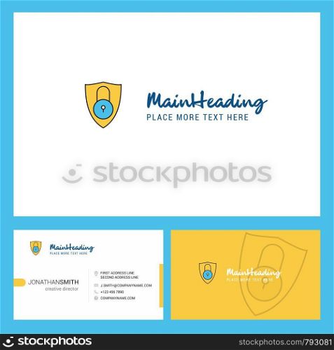 Protected Logo design with Tagline & Front and Back Busienss Card Template. Vector Creative Design