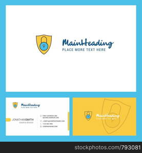 Protected Logo design with Tagline & Front and Back Busienss Card Template. Vector Creative Design