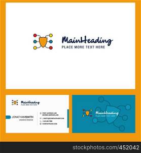 protected network Logo design with Tagline & Front and Back Busienss Card Template. Vector Creative Design