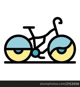 Protected rent bike icon. Outline protected rent bike vector icon color flat isolated. Protected rent bike icon color outline vector