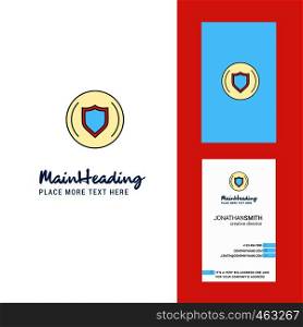 Protected sheild Creative Logo and business card. vertical Design Vector