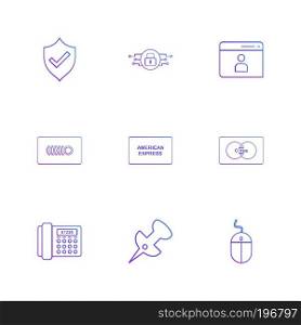 protected  , sheild , profile , pin , phone ,mouse, card , icon, vector, design,  flat,  collection, style, creative,  icons
