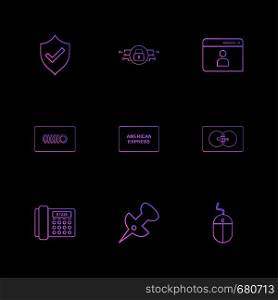 protected , sheild , profile , pin , phone ,mouse, card , icon, vector, design, flat, collection, style, creative, icons