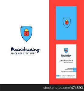 Protected shield Creative Logo and business card. vertical Design Vector