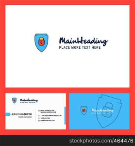 Protected shield Logo design with Tagline & Front and Back Busienss Card Template. Vector Creative Design