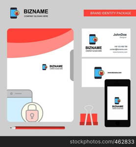 Protected smartphone Business Logo, File Cover Visiting Card and Mobile App Design. Vector Illustration