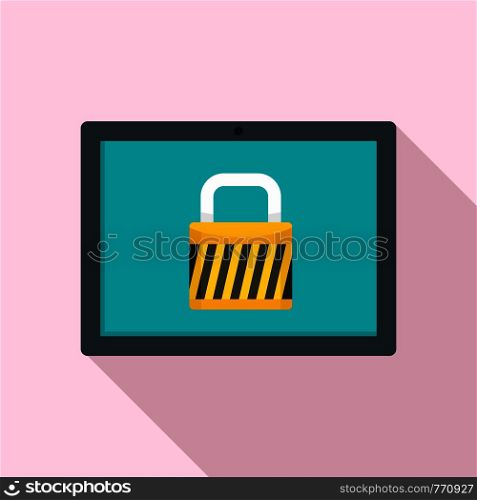 Protected tablet icon. Flat illustration of protected tablet vector icon for web design. Protected tablet icon, flat style