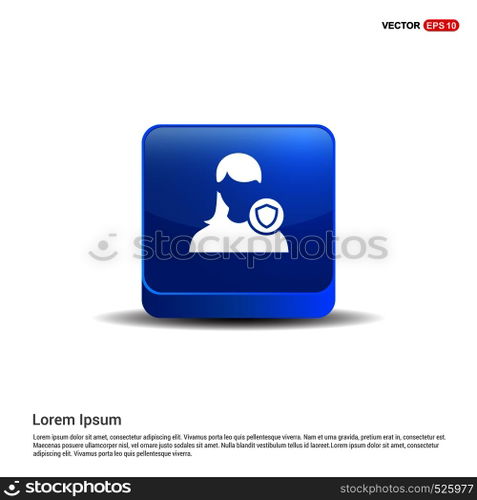 Protected user icon - 3d Blue Button.