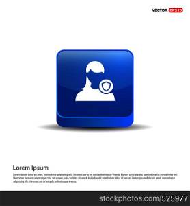 Protected user icon - 3d Blue Button.