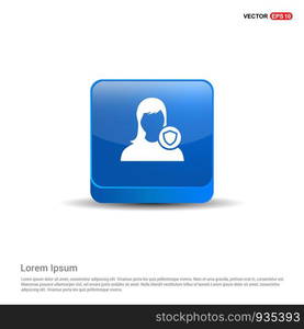 Protected user icon - 3d Blue Button.