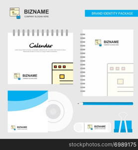 Protected website Logo, Calendar Template, CD Cover, Diary and USB Brand Stationary Package Design Vector Template