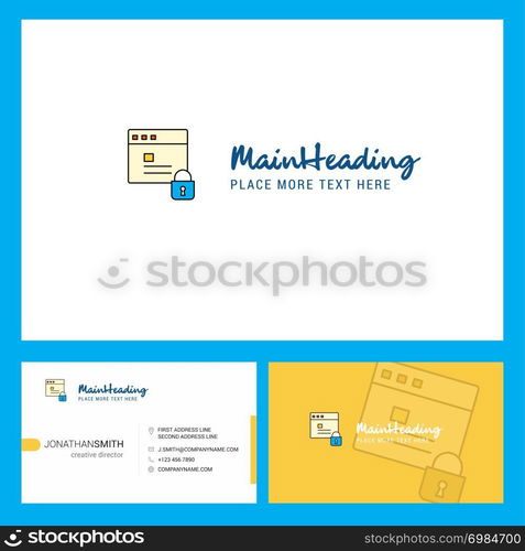 Protected website Logo design with Tagline & Front and Back Busienss Card Template. Vector Creative Design