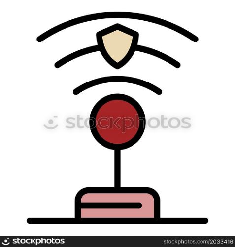 Protected wifi icon. Outline protected wifi vector icon color flat isolated. Protected wifi icon color outline vector