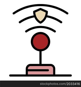 Protected wifi icon. Outline protected wifi vector icon color flat isolated. Protected wifi icon color outline vector
