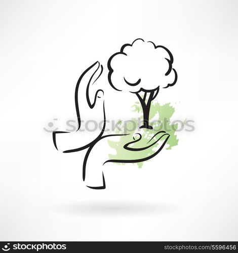 PROTECTING hands ecology icon