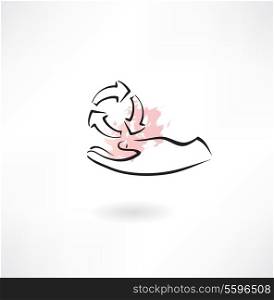 PROTECTING hands ecology icon