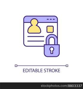 Protecting personal information RGB color icon. Securing sensitive employee data. Confidential records. Keeping privacy. Isolated vector illustration. Simple filled line drawing. Editable stroke. Protecting personal information RGB color icon
