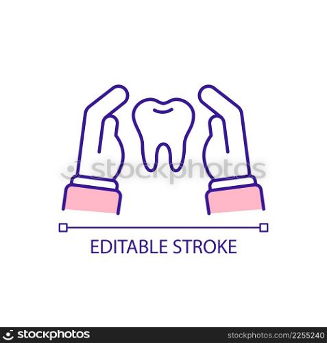 Protecting teeth naturally RGB color icon. Promoting oral health and care. Strengthening enamel. Isolated vector illustration. Simple filled line drawing. Editable stroke. Arial font used. Protecting teeth naturally RGB color icon
