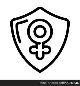 protecting women line icon vector. protecting women sign. isolated contour symbol black illustration. protecting women line icon vector illustration