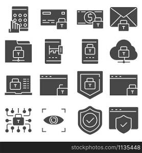 Protection and Security Vector Gray Icons Set