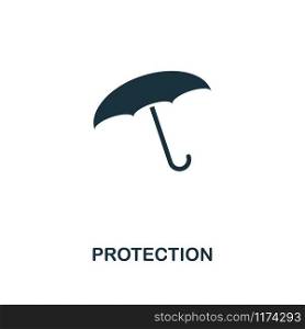 Protection creative icon. Simple element illustration. Protection concept symbol design from insurance collection. Can be used for mobile and web design, apps, software, print.. Protection icon. Line style icon design from insurance icon collection. UI. Illustration of protection icon. Pictogram isolated on white. Ready to use in web design, apps, software, print.