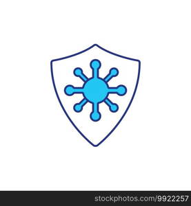 Protection from dangerous viruses RGB color icon. Special medicaments for improving your imune system defence. Dealing with worldwide dangerous pandemic. Isolated vector illustration. Protection from dangerous viruses RGB color icon