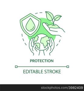 Protection green concept icon. Sustainable land management abstract idea thin line illustration. Natural environment. Isolated outline drawing. Editable stroke. Arial, Myriad Pro-Bold fonts used. Protection green concept icon