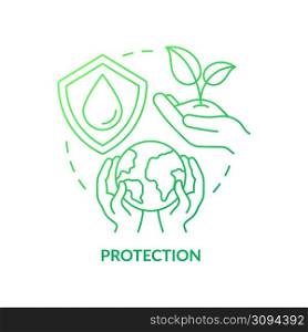 Protection green gradient concept icon. Sustainable land management principle abstract idea thin line illustration. Eco-friendly urban development. Isolated outline drawing. Myriad Pro-Bold font used. Protection green gradient concept icon