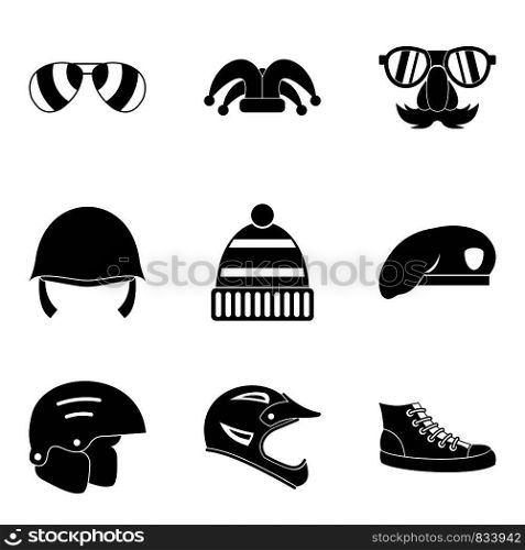 Protection hats icon set. Simple set of 9 protection hats vector icons for web design isolated on white background. Protection hats icon set, simple style