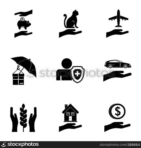 Protection icons set. Simple illustration of 9 protection vector icons for web. Protection icons set, simple style