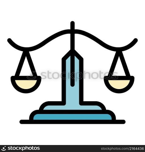 Protection justice balance icon. Outline protection justice balance vector icon color flat isolated. Protection justice balance icon color outline vector