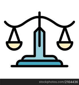 Protection justice balance icon. Outline protection justice balance vector icon color flat isolated. Protection justice balance icon color outline vector