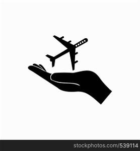 Protection of air travel icon in simple style on a white background. Protection of air travel icon, simple style