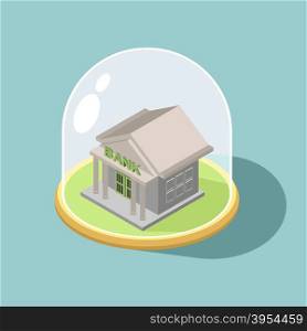Protection of Bank. bank Isometric Building Vector