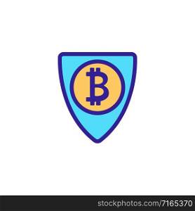 Protection of bitcoin icon vector. A thin line sign. Isolated contour symbol illustration. Protection of bitcoin icon vector. Isolated contour symbol illustration