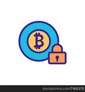 Protection of bitcoin icon vector. A thin line sign. Isolated contour symbol illustration. Protection of bitcoin icon vector. Isolated contour symbol illustration