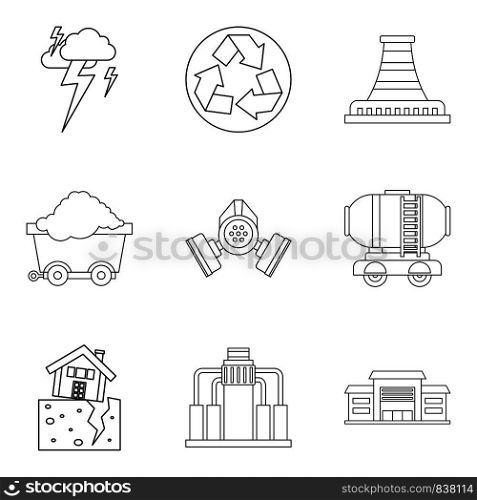 Protection of nature icons set. Outline set of 9 protection of nature vector icons for web isolated on white background. Protection of nature icons set, outline style