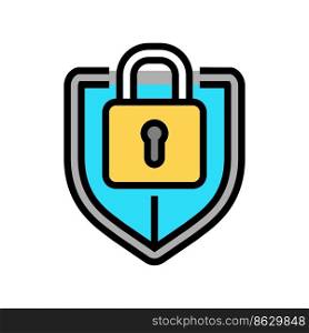 protection padlock color icon vector. protection padlock sign. isolated symbol illustration. protection padlock color icon vector illustration