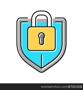 protection padlock color icon vector. protection padlock sign. isolated symbol illustration. protection padlock color icon vector illustration