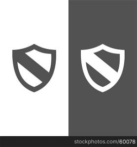 Protection shield icon on black and white background