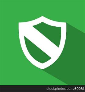 Protection shield icon with shade on green background