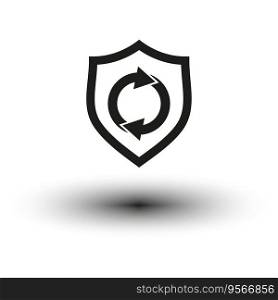 Protection system update icon. Shield with arrows rotation. Update app protect or antivirus. Vector illustration. EPS 10. Stock image.. Protection system update icon. Shield with arrows rotation. Update app protect or antivirus. Vector illustration. EPS 10.