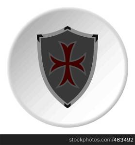 Protective shield icon in flat circle isolated vector illustration for web. Protective shield icon circle