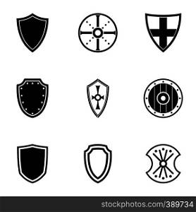 Protective shield icons set. Simple illustration of 9 protective shield vector icons for web. Protective shield icons set, simple style