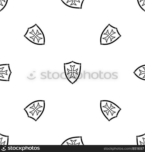 Protective shield pattern repeat seamless in black color for any design. Vector geometric illustration. Protective shield pattern seamless black