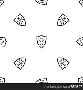 Protective shield pattern repeat seamless in black color for any design. Vector geometric illustration. Protective shield pattern seamless black