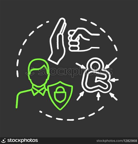 Protective strategies chalk RGB color concept icon. Social care. Smart development. Client support. General control. Self-building idea. Vector isolated chalkboard illustration on black background